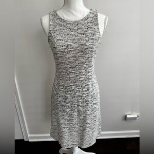 LOFT Textured Black and White Midi Dress